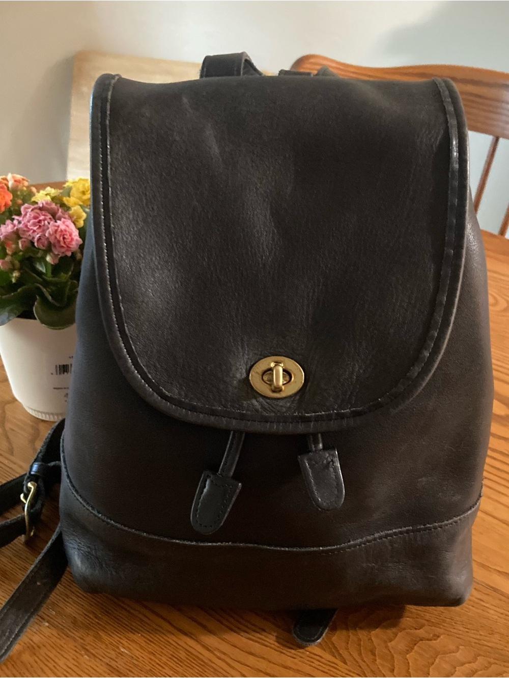 Coach Black Leather Backpack with Gold Hardware - Picture 9 of 15
